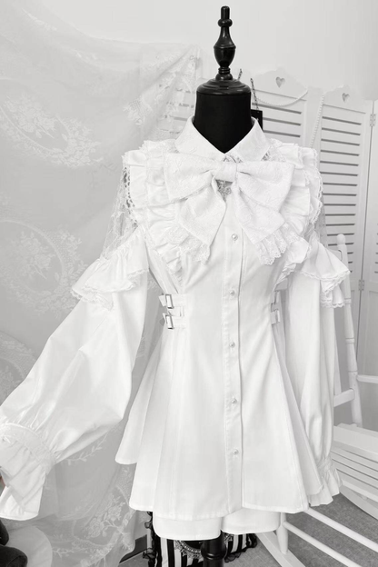 Lace Off Shoulder Design Dress + Shorts
