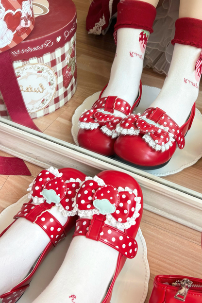 Strawberry Polka Dot Flats