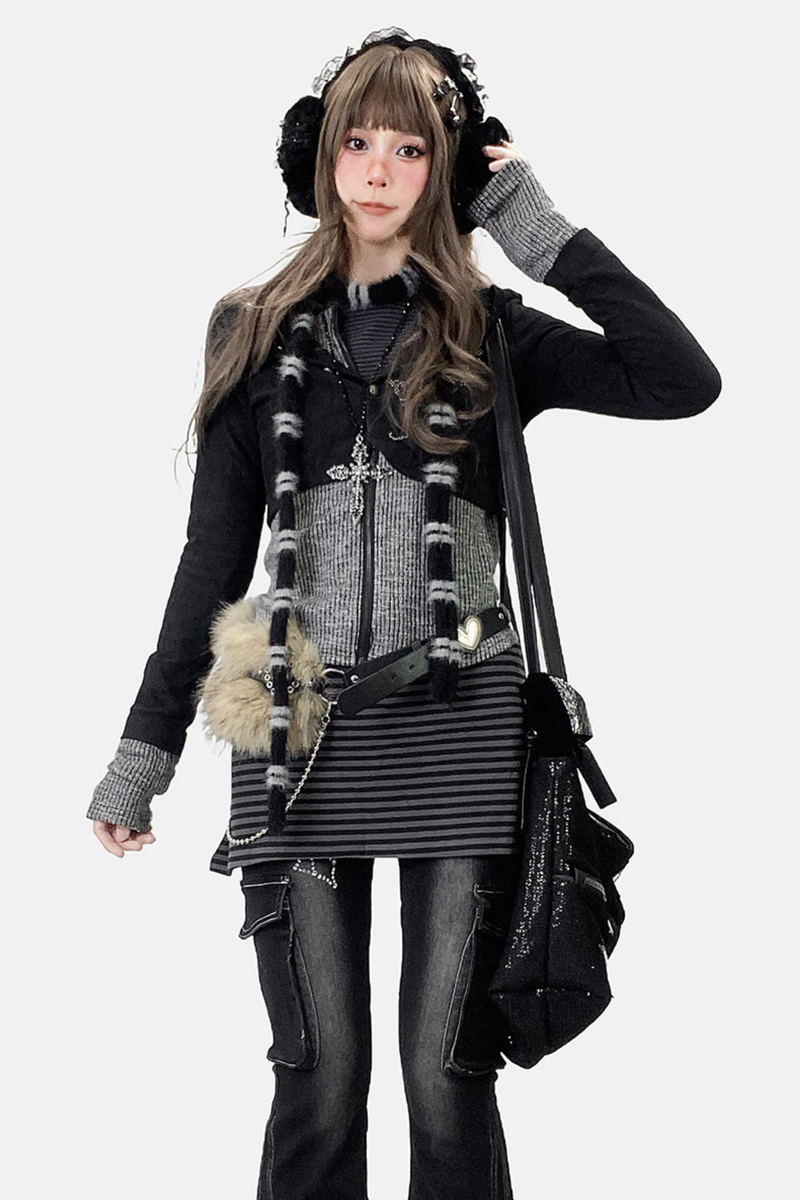 Subculture Patchwork Hooded Jacket