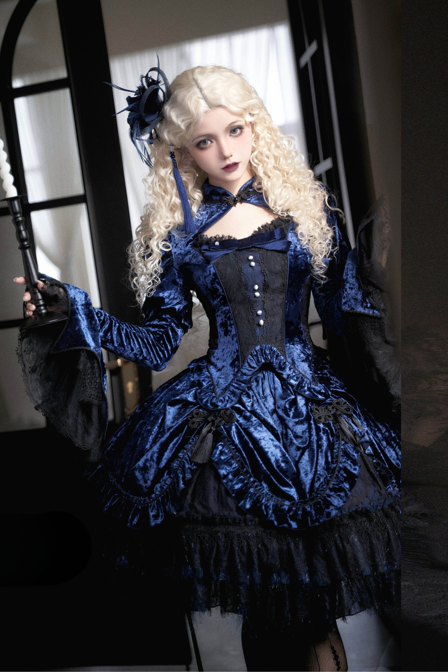 Gothic Velvet Sleeve Lolita Top + Vest + Skirt
