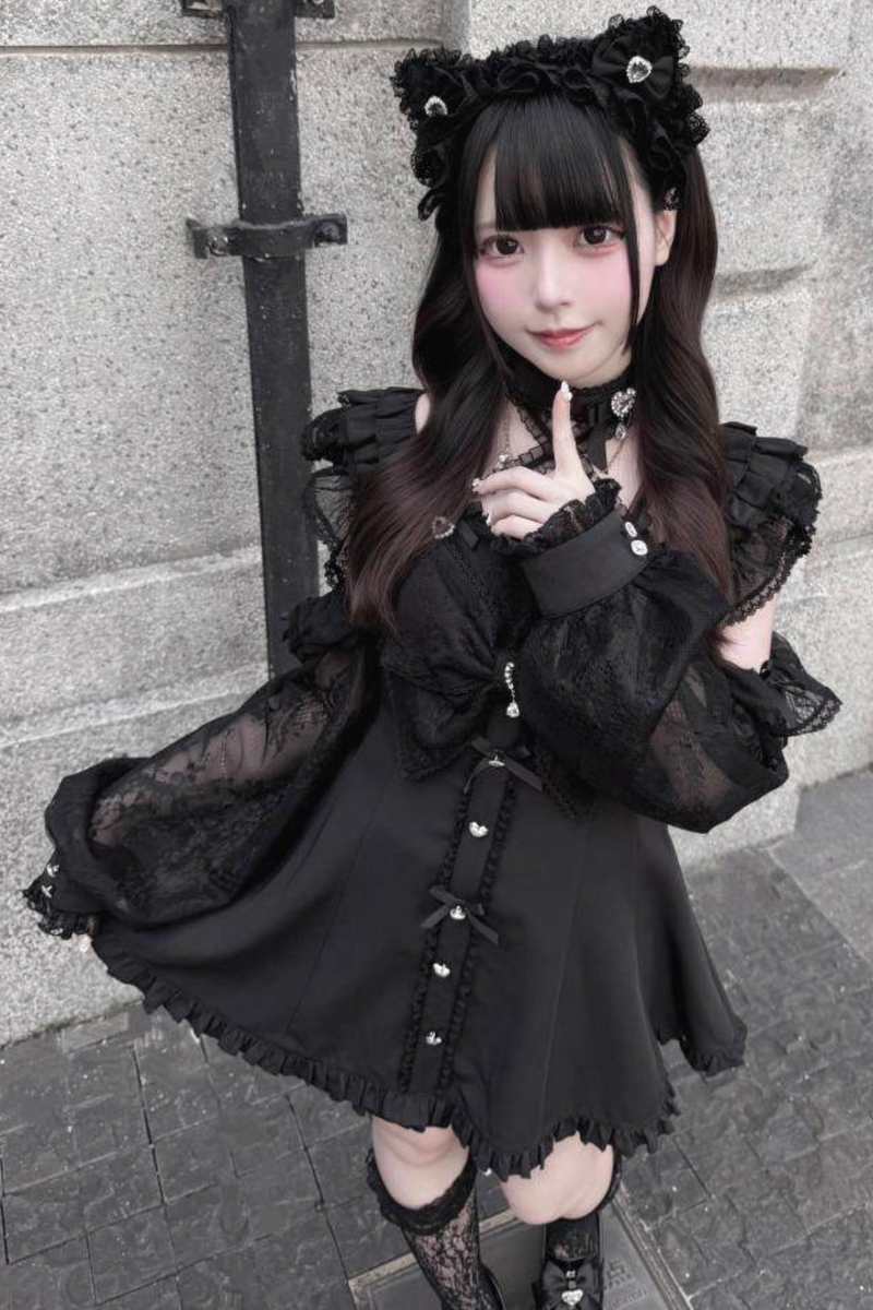 Dark Off Shoulder Dress + Shorts + Necklace