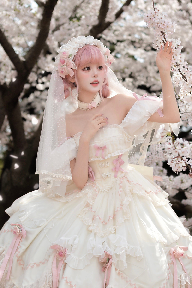 Sweet Princess Dress + Train + Veil + Accessories