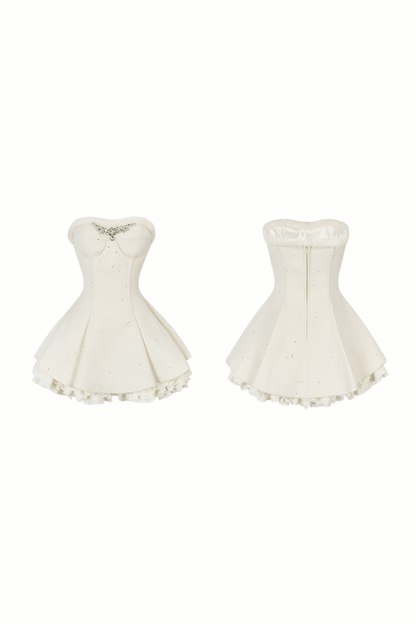French Off-the-shoulder Dress + Shawl + Sleeves