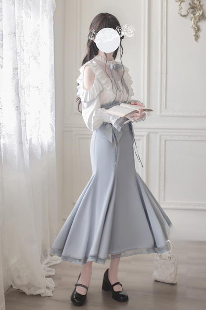 Off Shoulder Design Shirt + Mermaid Skirt