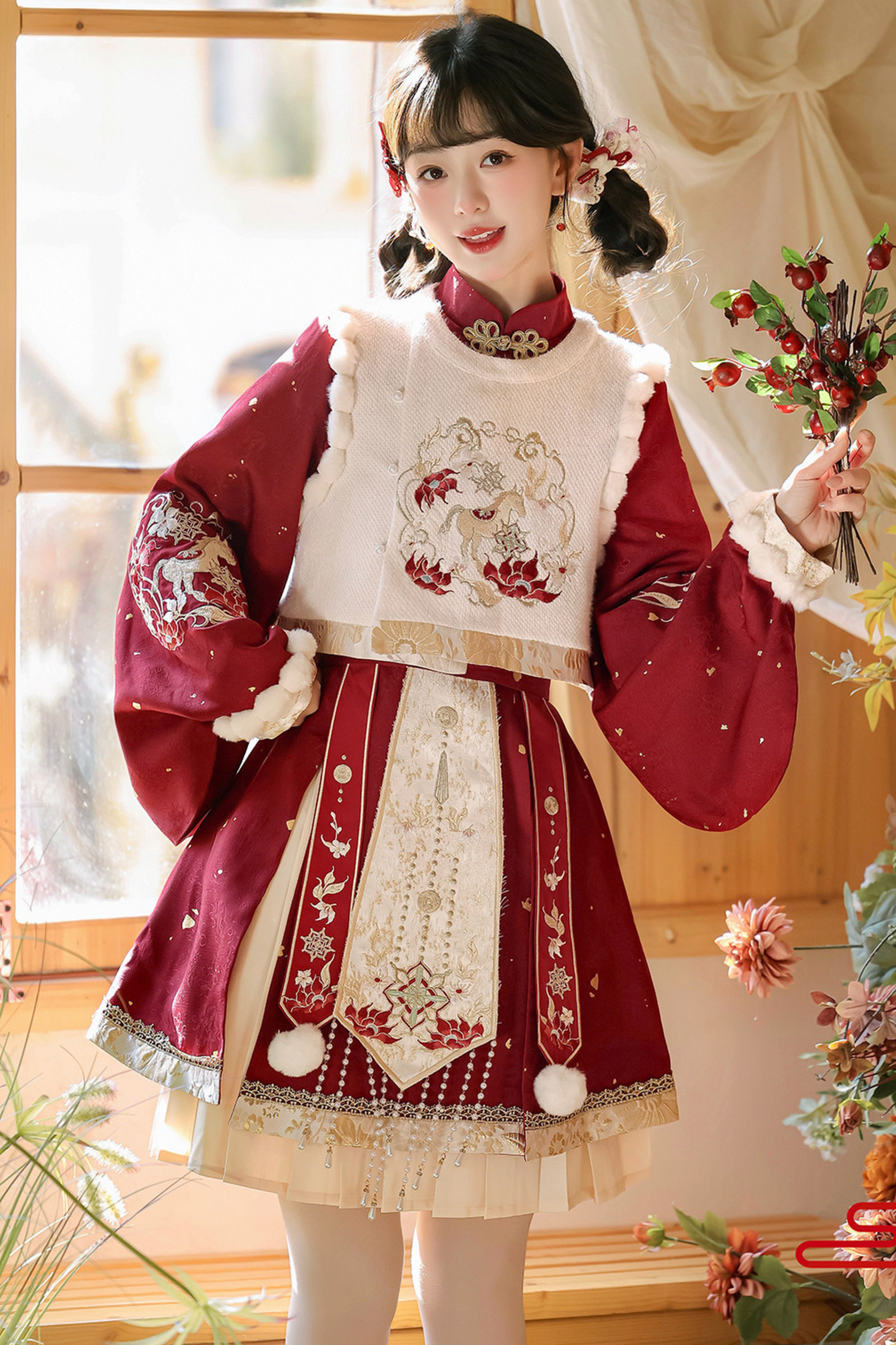 Chinese Lolita Red Dress Set
