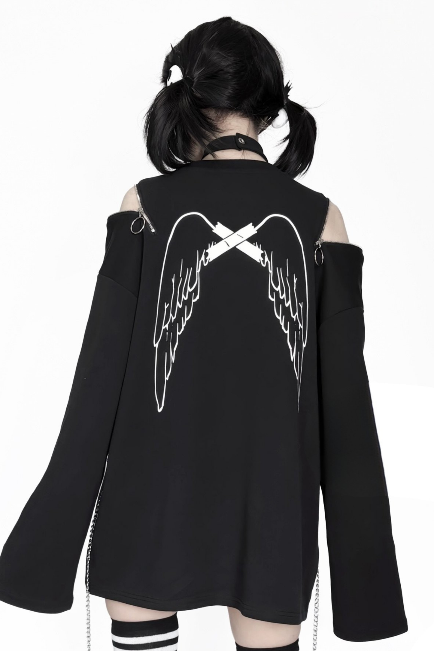 Off-shoulder Subculture Manga Girl Print Top