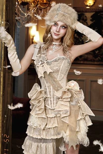 Night Party Gothic Ribbon Top + Ribbon + Brooch + Hat