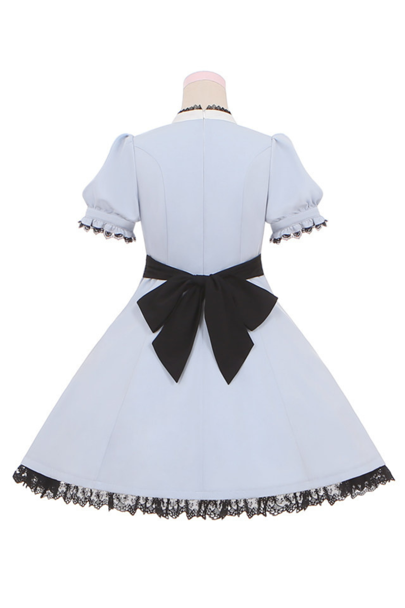 Lace Puff Sleeve Dress + Ribbon Clip