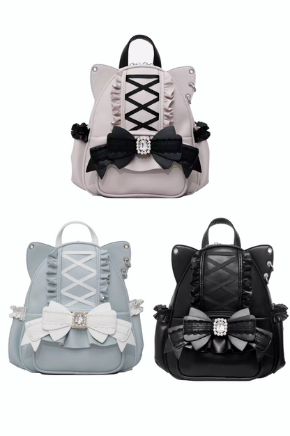 [pre-order] Cat Ear Jewel Ribbon Backpack