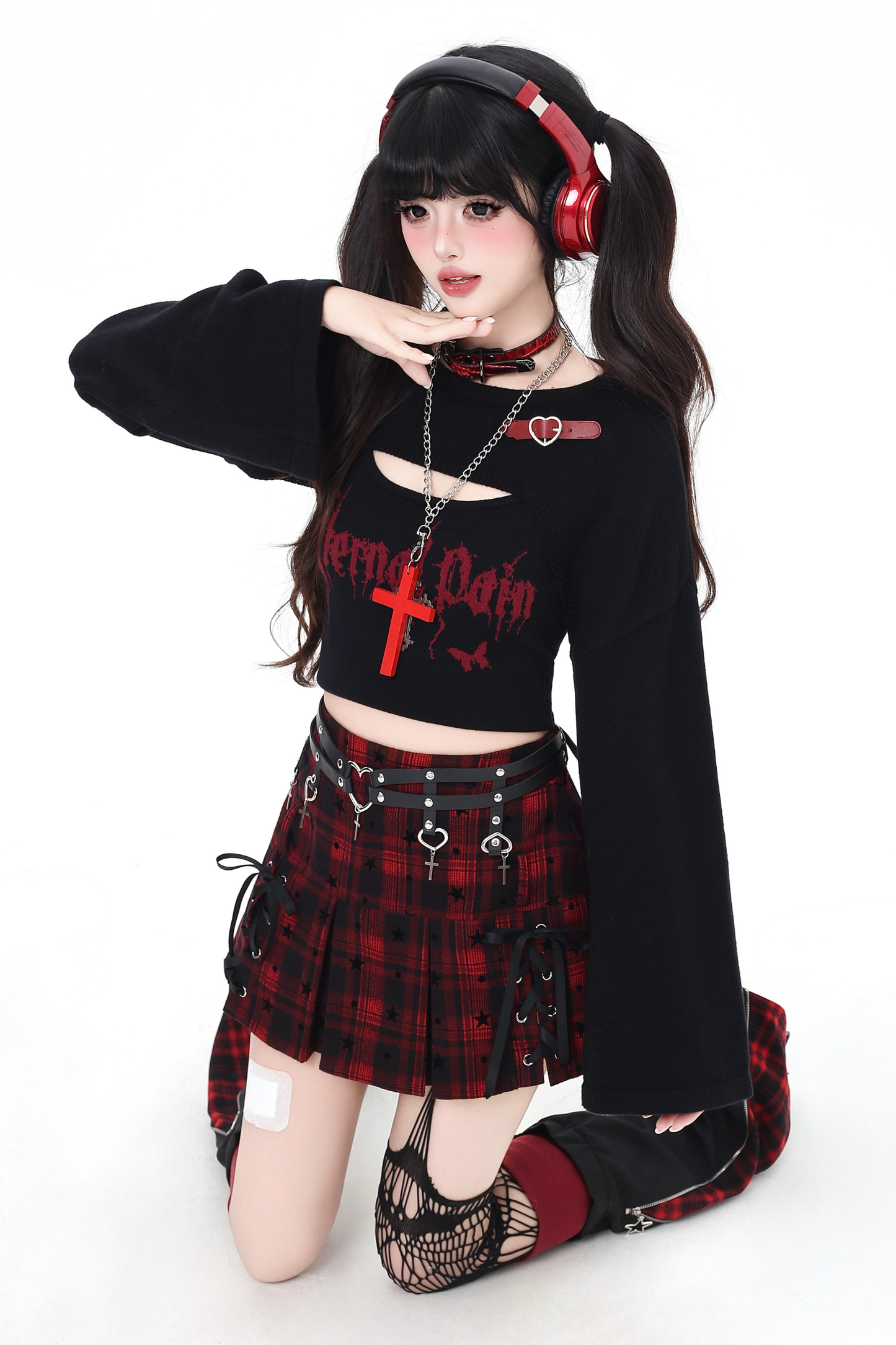 Dark Cropped Top + Inner Camisole