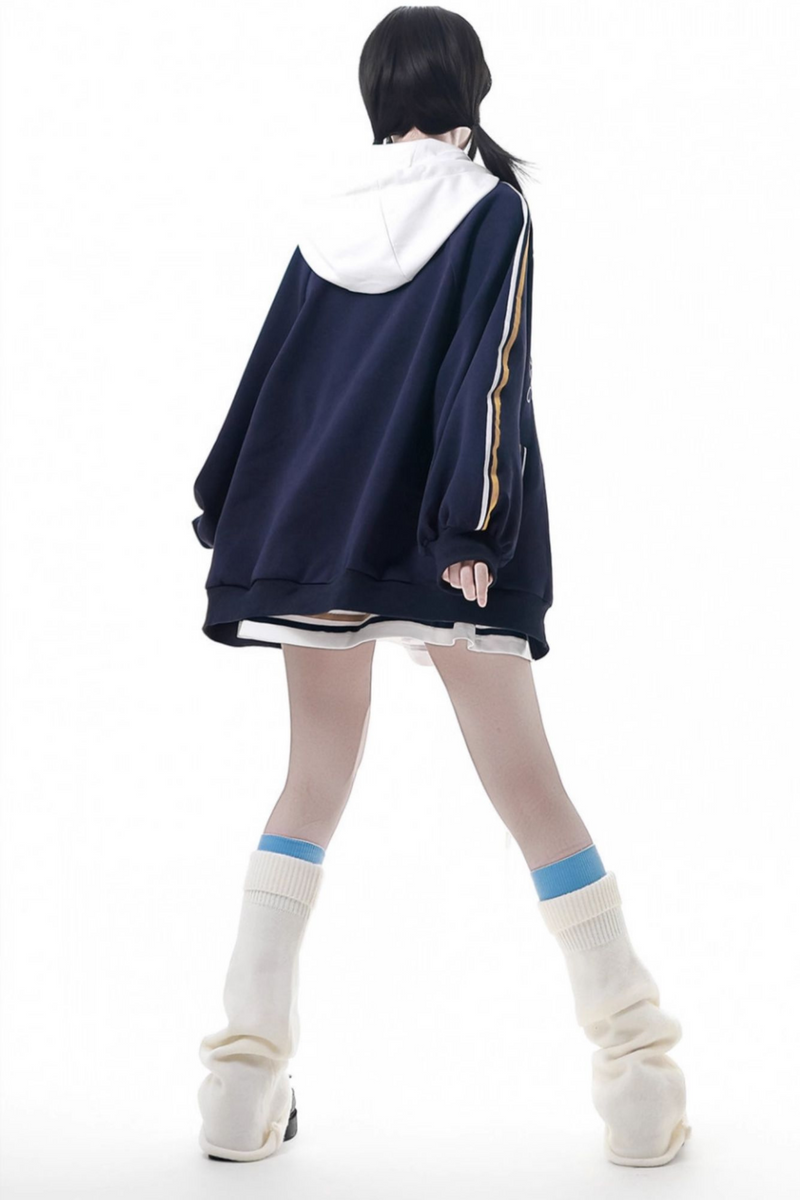 College Blue Jacket + Hoodie Dress + Pants + Sweat