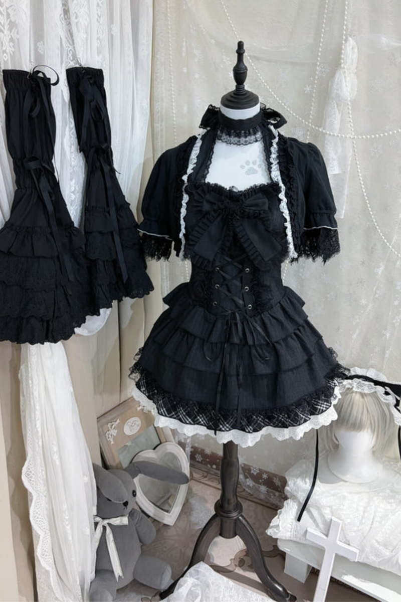 Dark Lace Ribbon Dress + Jacket