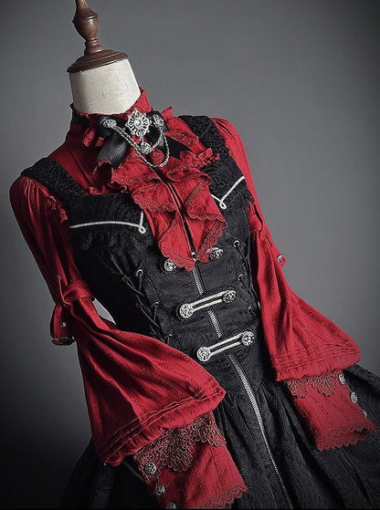 [pre-order Deadline: April 23] Dawnbreaker Gothic Jacquard Military Bustier Suspender Dress