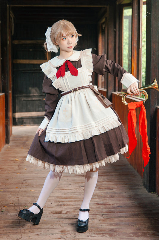 [violent Maid] Long Puff Sleeves Bowknot Classic Lolita Dress 2 Colors