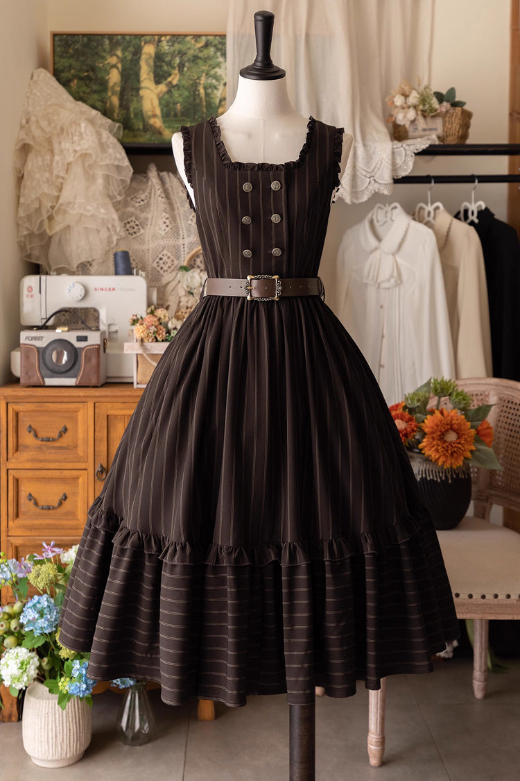 [small Estate] Sleeveless Ruffle Fishbone Classic Lolita Dress 3 Colors