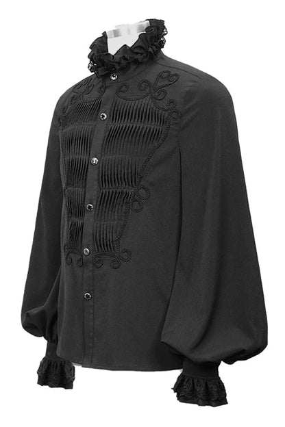 Black Chiffon Hand Embroidered Gothic Blouse