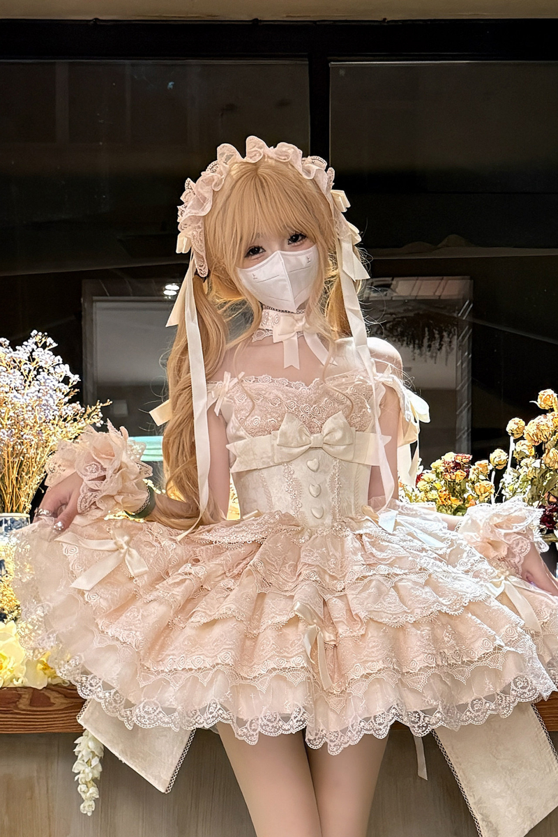 [pre-order] Princess Ballet Tiered Lolita Dress + Headband + Necklace + Sleeves + Tail