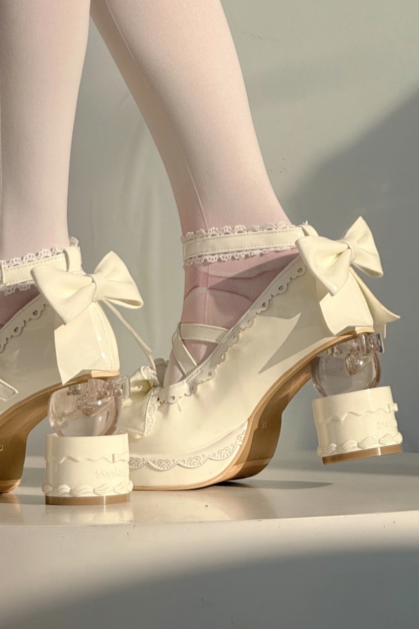 Ribbon Lace Lolita Crystal Heels