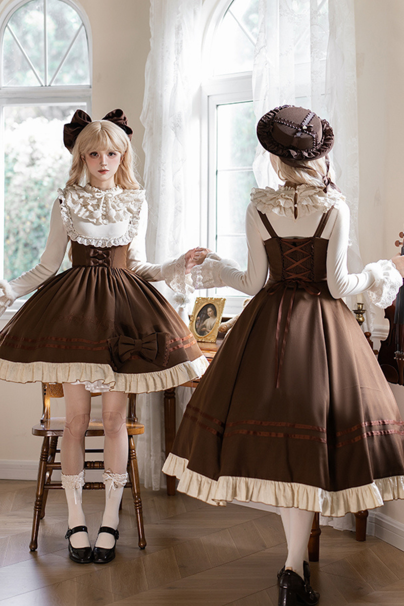 Twin Ruffle Doll Jumperskirt + Top + Ribbon + Hat