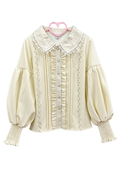 Retro Lolita Shirt + Lace-up High-waist Lolita Skirt
