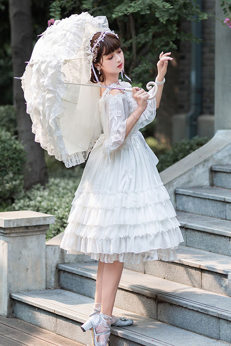 White Venus's Kiss Ruffled Multi-layer Hanayome Classic Lolita Dress