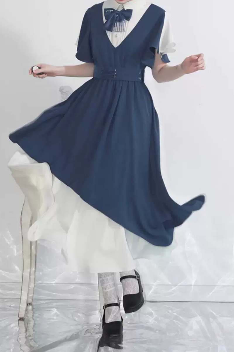 College Style Chiffon Design Long Dress