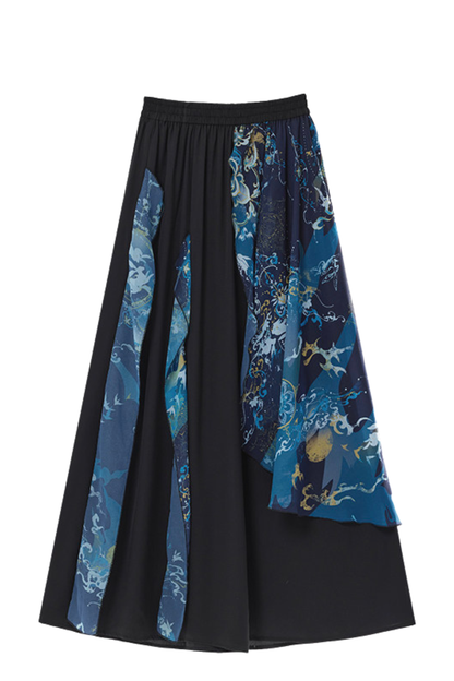 Dark Chinese-style Shirt + Wide Leg Pants + Chain + Belt
