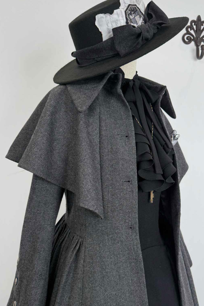 British Detective Lolita Coat + Cape + Skirt + Shirt + Bag + Brooch + Hat + Beret + Necklace