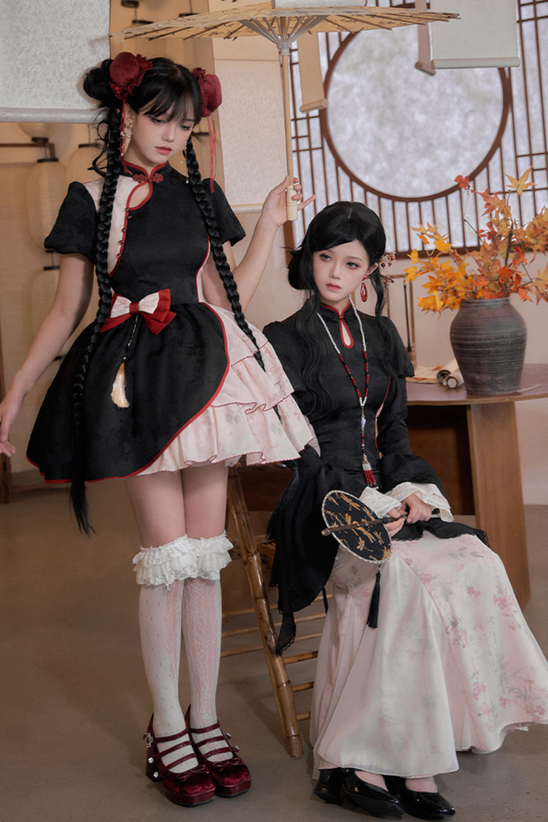 Retro Chinese-style Dress + Sleeves + Shawl + Accessories + Hairpin