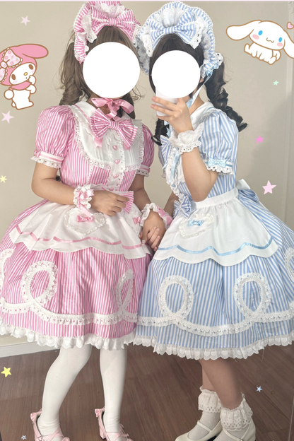 [pre-order] Retro Doll-like Lolita Dress + Hair Band + Clip + Bonnet + Hat