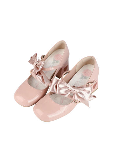 Ribbon Open Heart High Heel Lolita Shoes [jewel Ribbon/normal Ribbon]