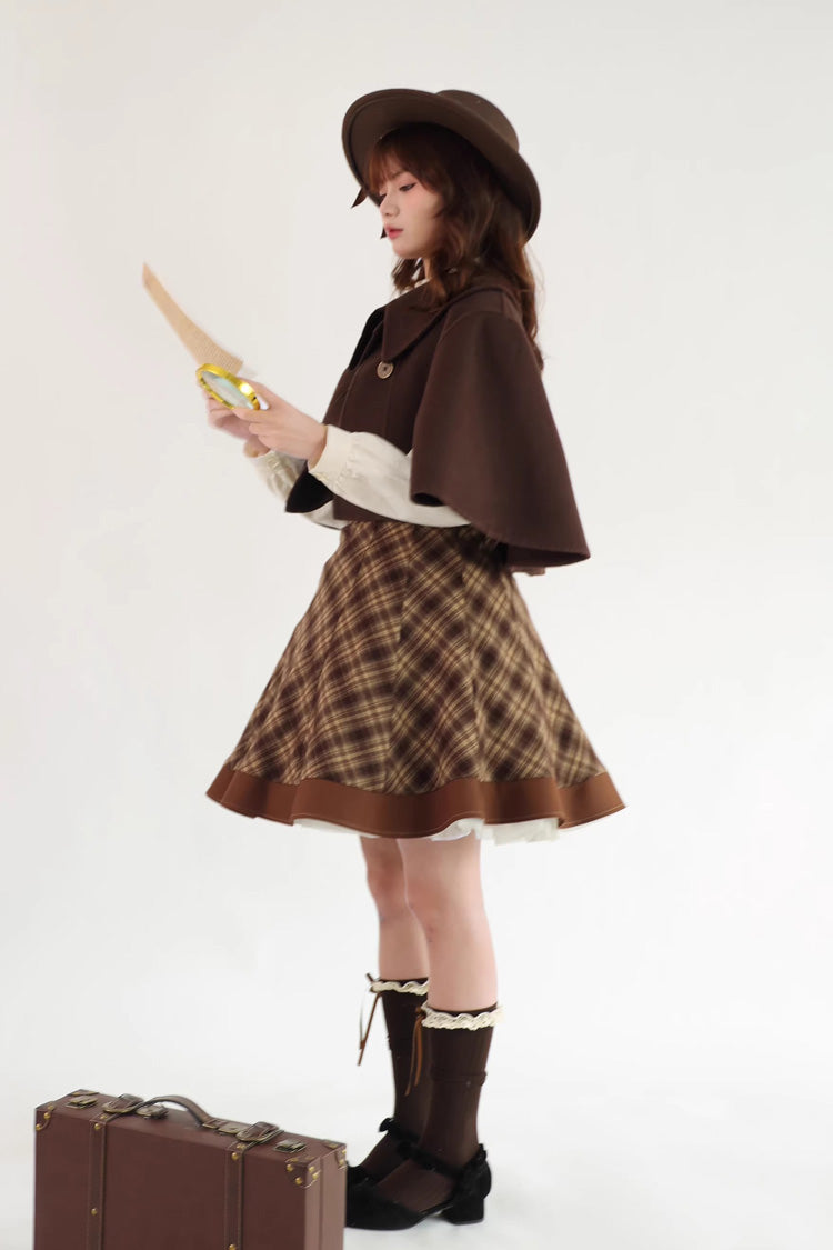 Brown [broken Pocket Watch] Sleeveless Printed Classic Lolita Bust-support Jsk Dress