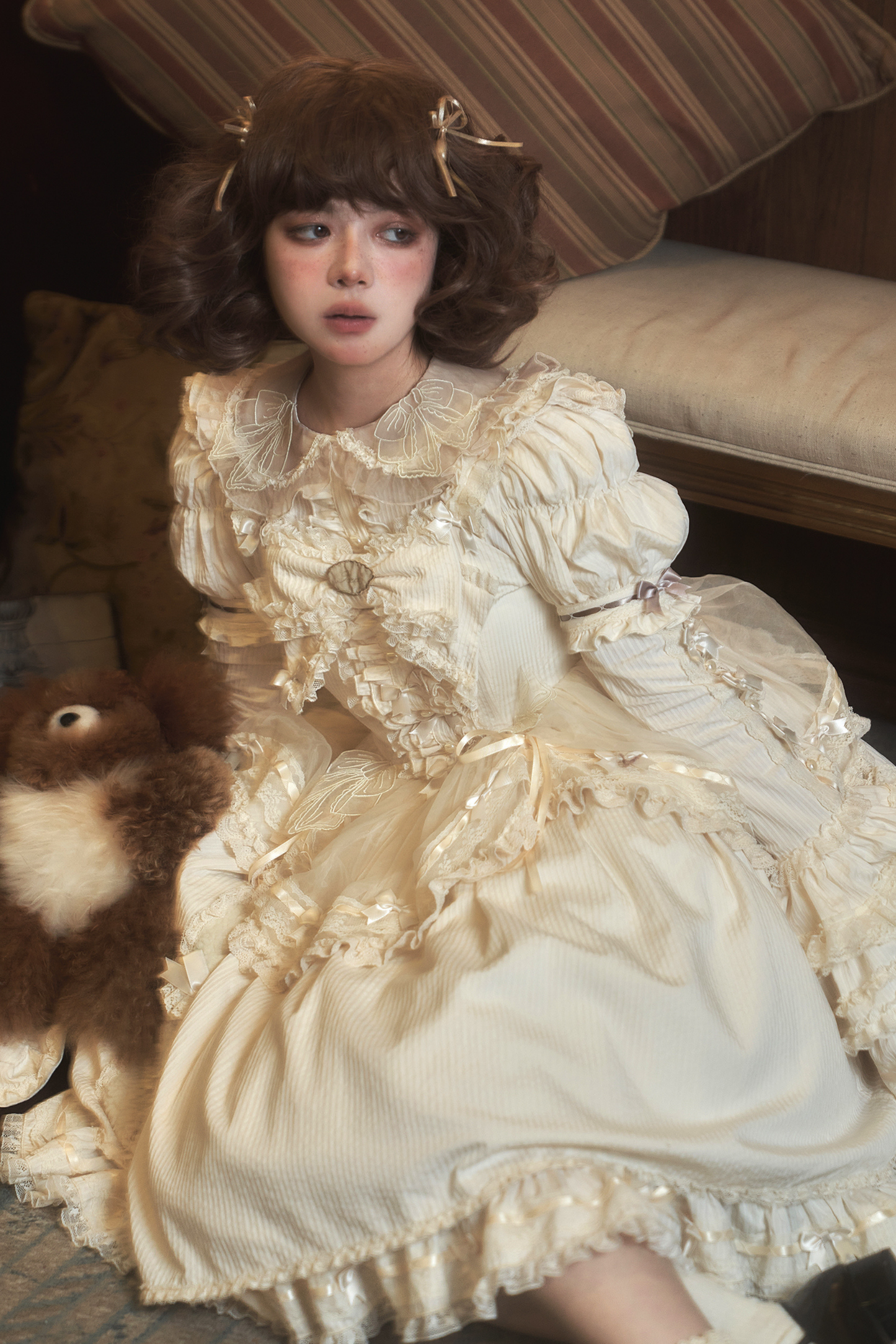 Briana Bear Print Dream Doll Lolita Dress + Jsk + Skirt + Shirt + Petticoat