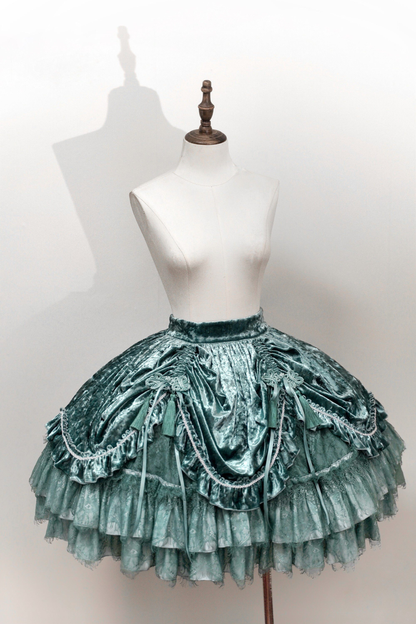 Gothic Velvet Sleeve Lolita Top + Vest + Skirt