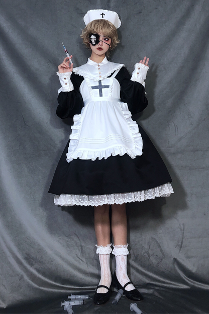 Lantern Angel Maid Lolita Dress + Apron + Detachable Collar