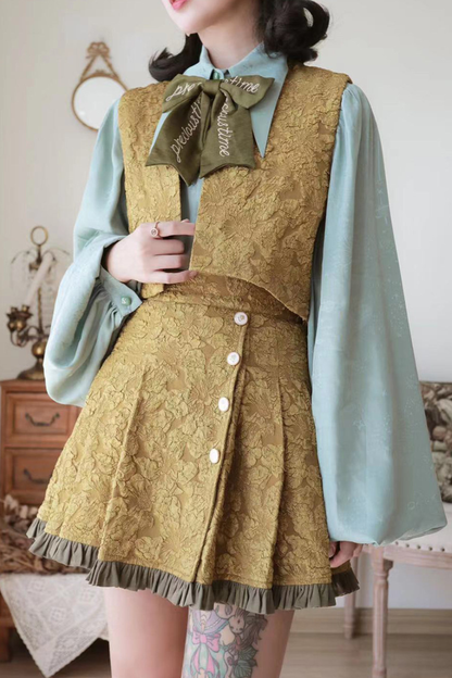 Golden Years Oil Painting Vest + Jacket + Skirt