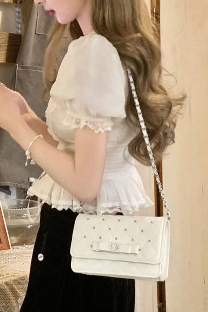 Rhinestone Bow Chain Bag