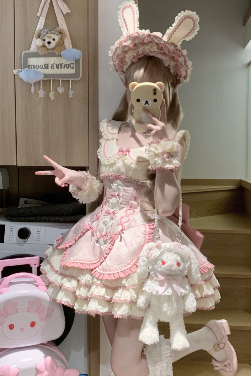 Magical Girl Lolita Dress + Bonnet + Pendant + Sleeves