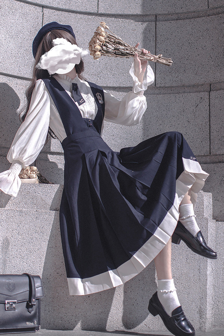 Blue Sleeveless Classic College Style Lolita Jumper Dress