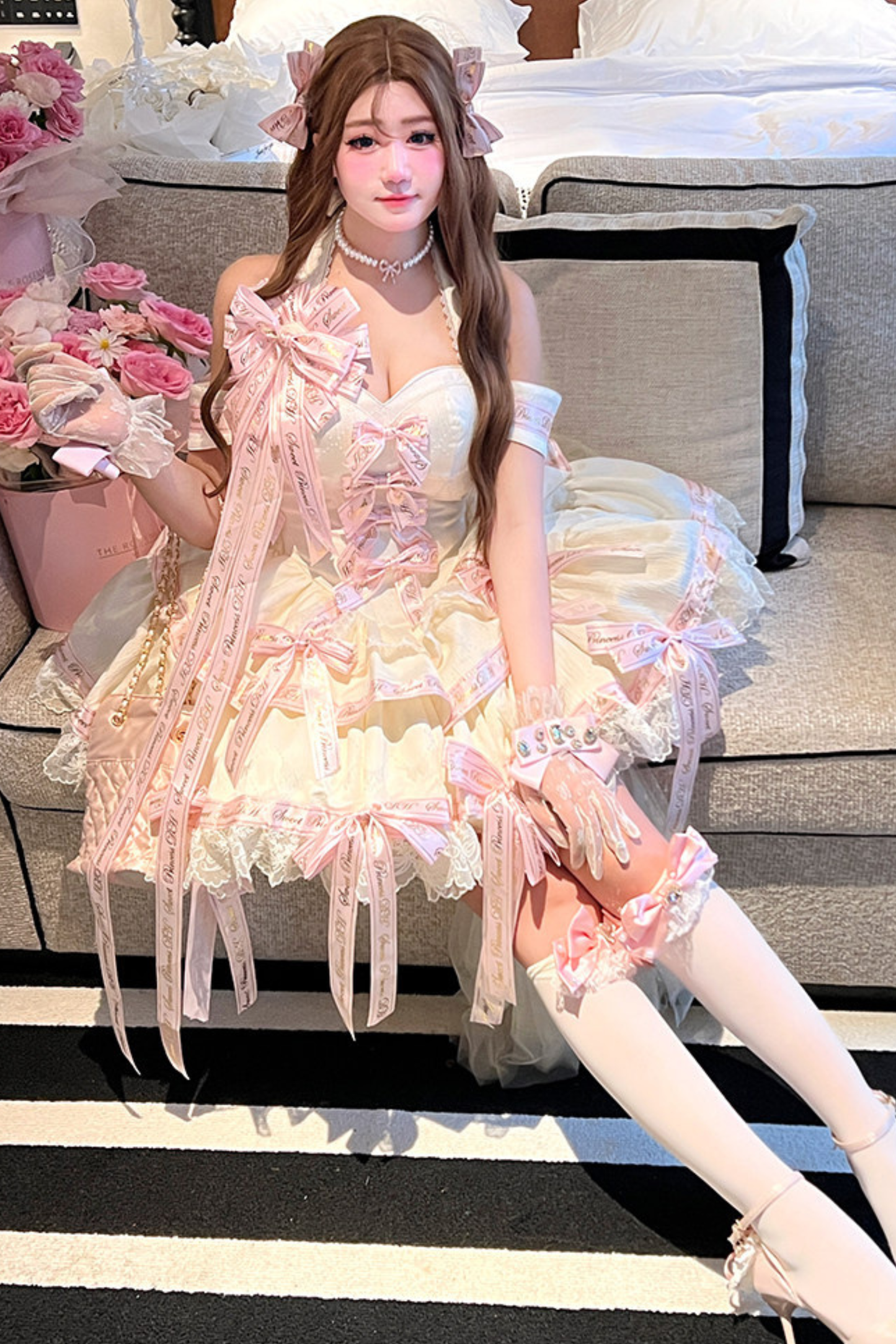 Many Logo Ribbon Princess Dress + Badge + Head Accessory + Tail