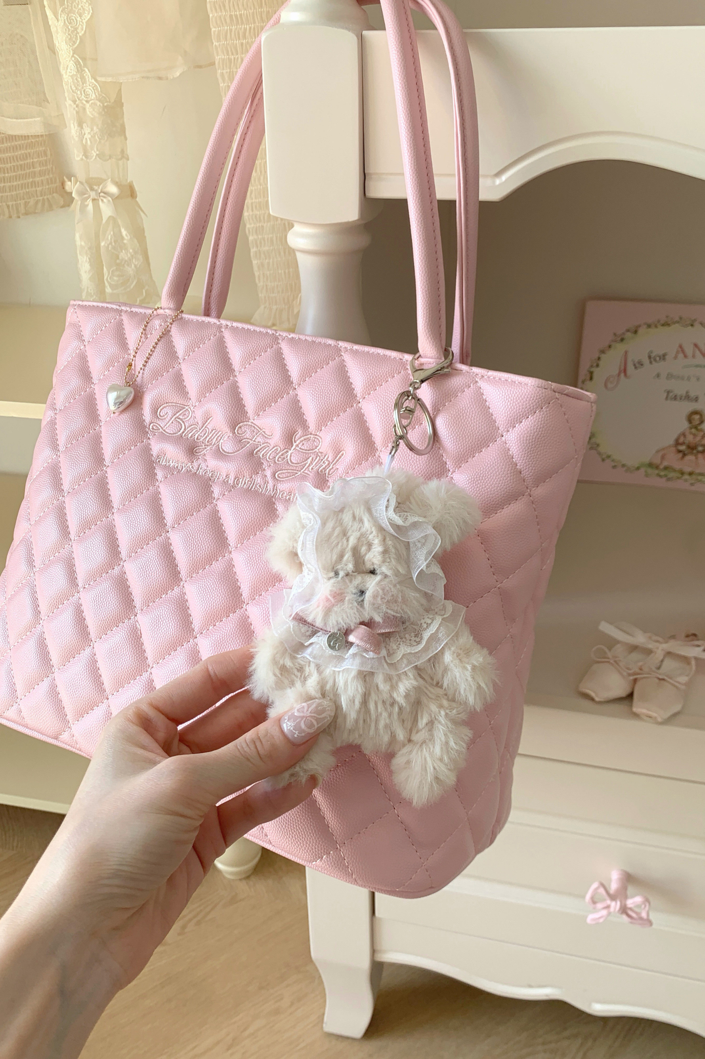 Sweet Quilted Tote Bag