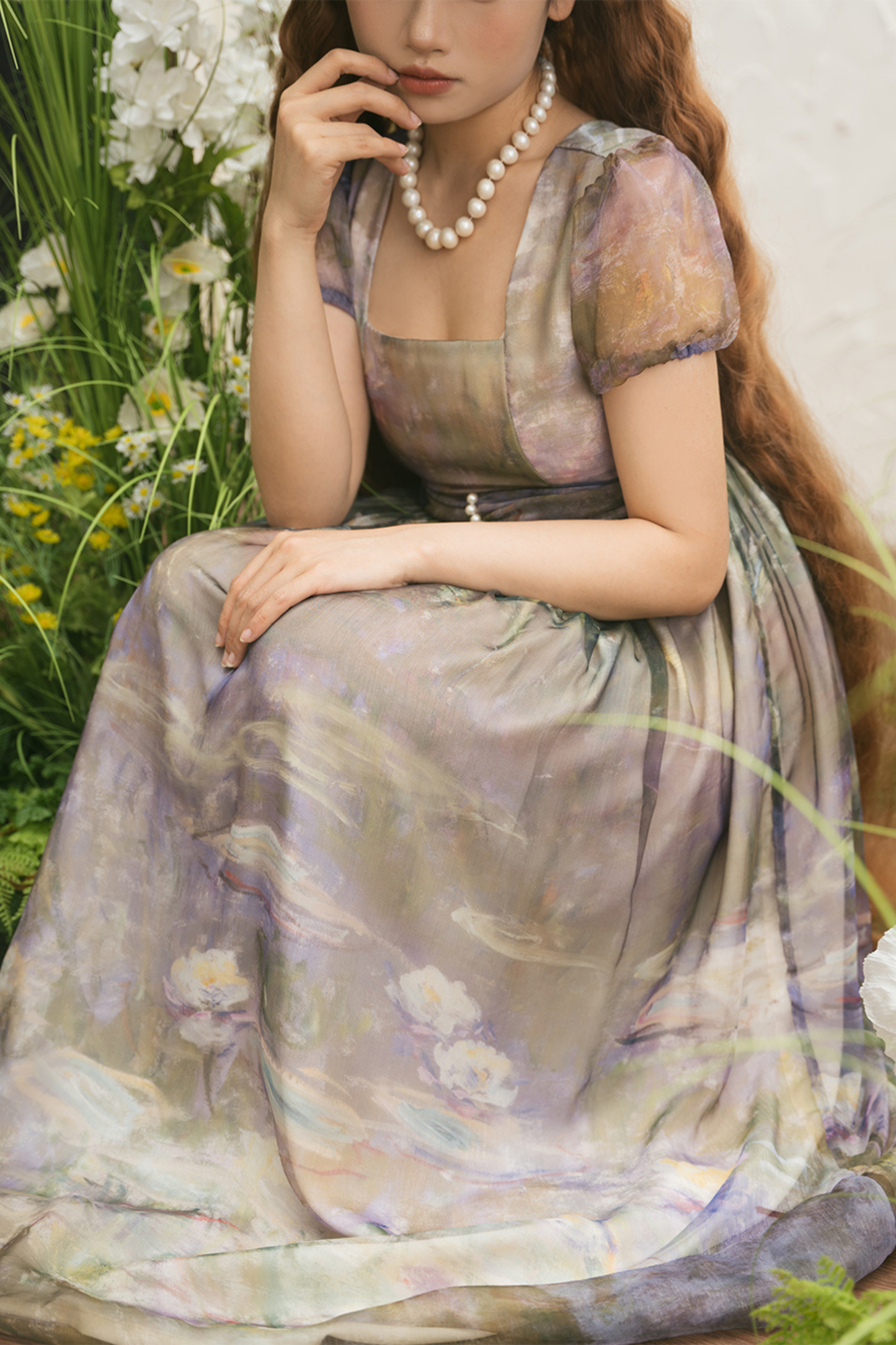 Marble Art High Waist Mark Lolita Dress