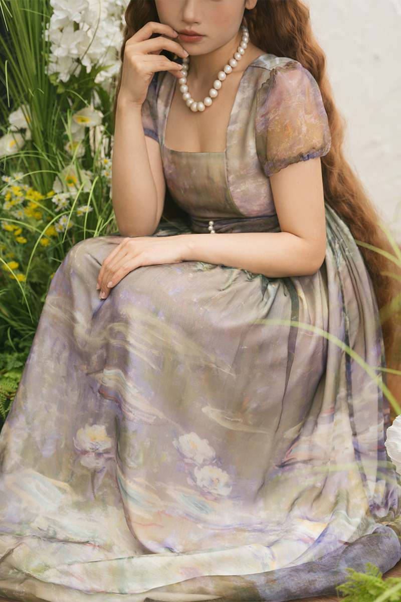 Marble Art High Waist Mark Lolita Dress
