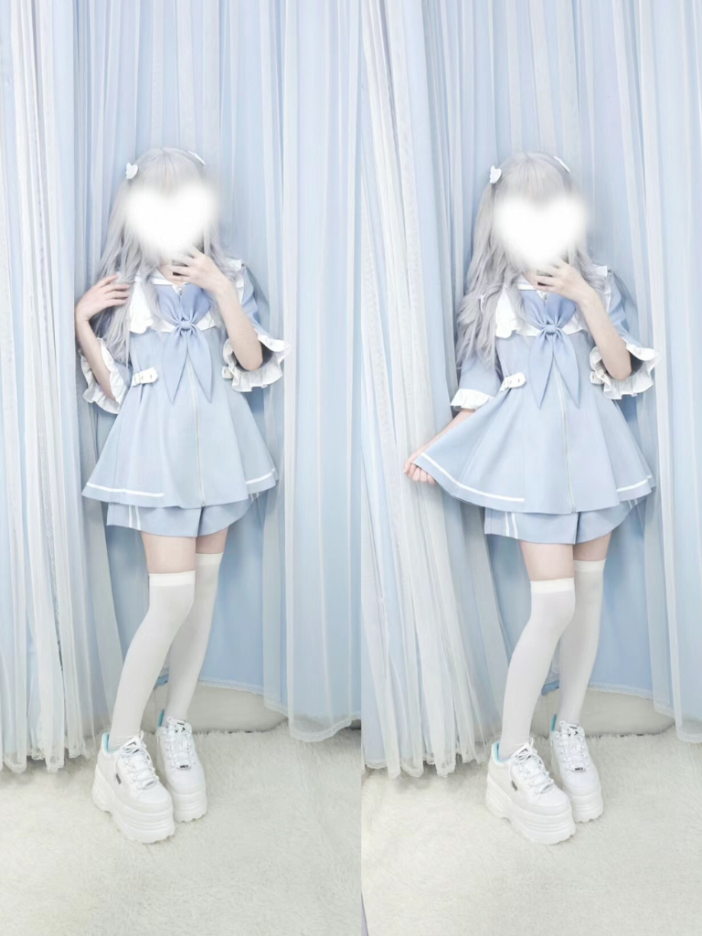 [angel Style] Aqua Medical Dress + Shorts Set