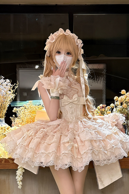 [pre-order] Princess Ballet Tiered Lolita Dress + Headband + Necklace + Sleeves + Tail
