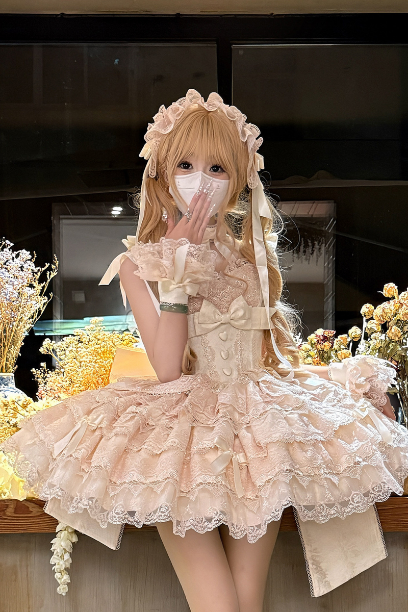 [pre-order] Princess Ballet Tiered Lolita Dress + Headband + Necklace + Sleeves + Tail