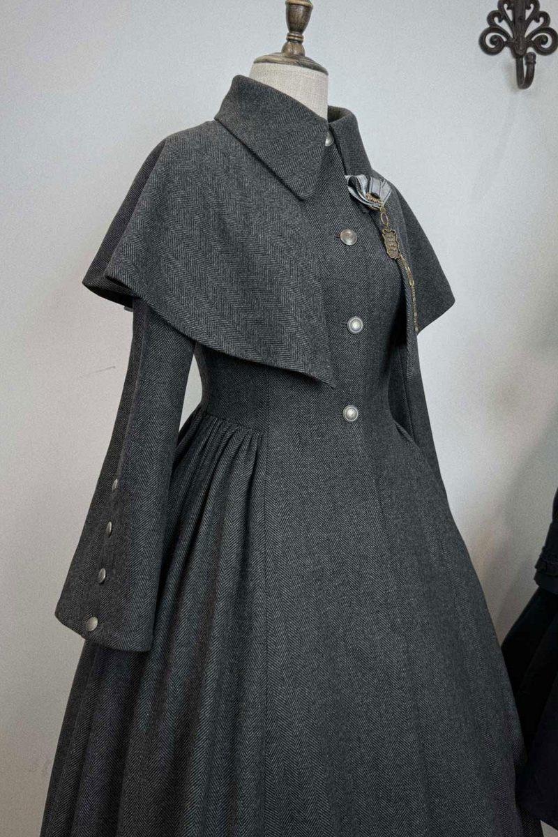 British Detective Lolita Coat + Cape + Skirt + Shirt + Bag + Brooch + Hat + Beret + Necklace