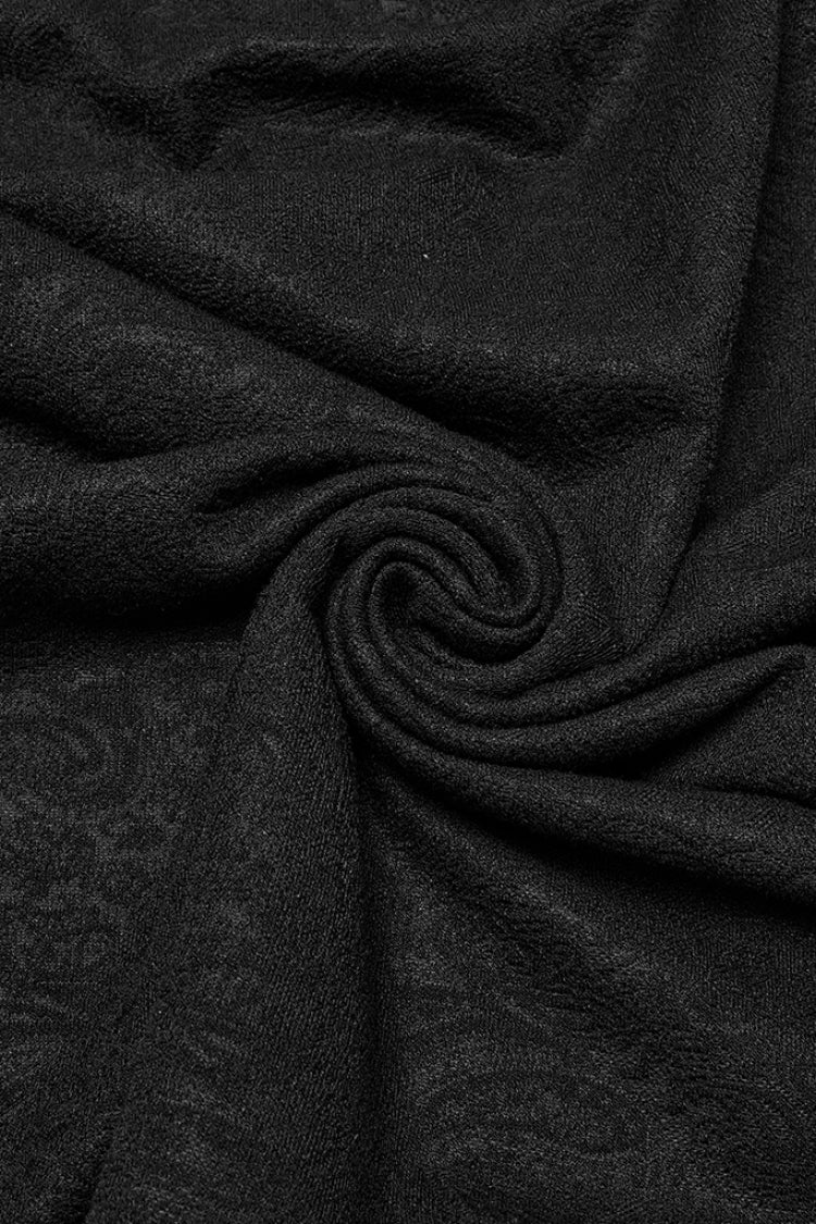 Black V Collar Long Sleeves Jacquard Embroidery Gothic Blouse