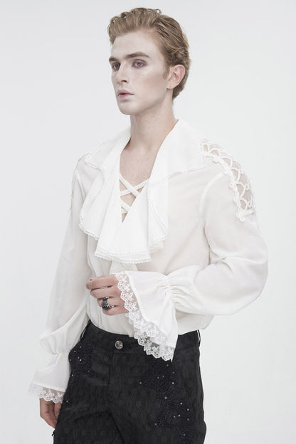 White Ruffled Collar Puff Sleeved Gothic Shirt