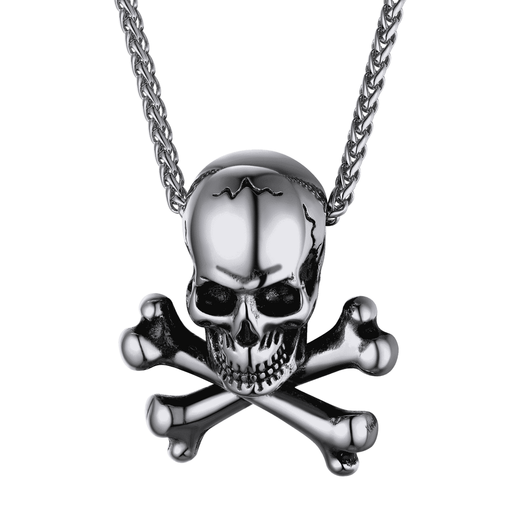 Gothic Pirate Skull Crossbones Necklace for